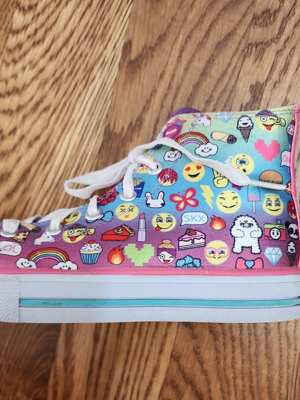 Skechers Twinkle Toes Emoji High-Top Sneakers, VGUC, Working, Girl's Size 2